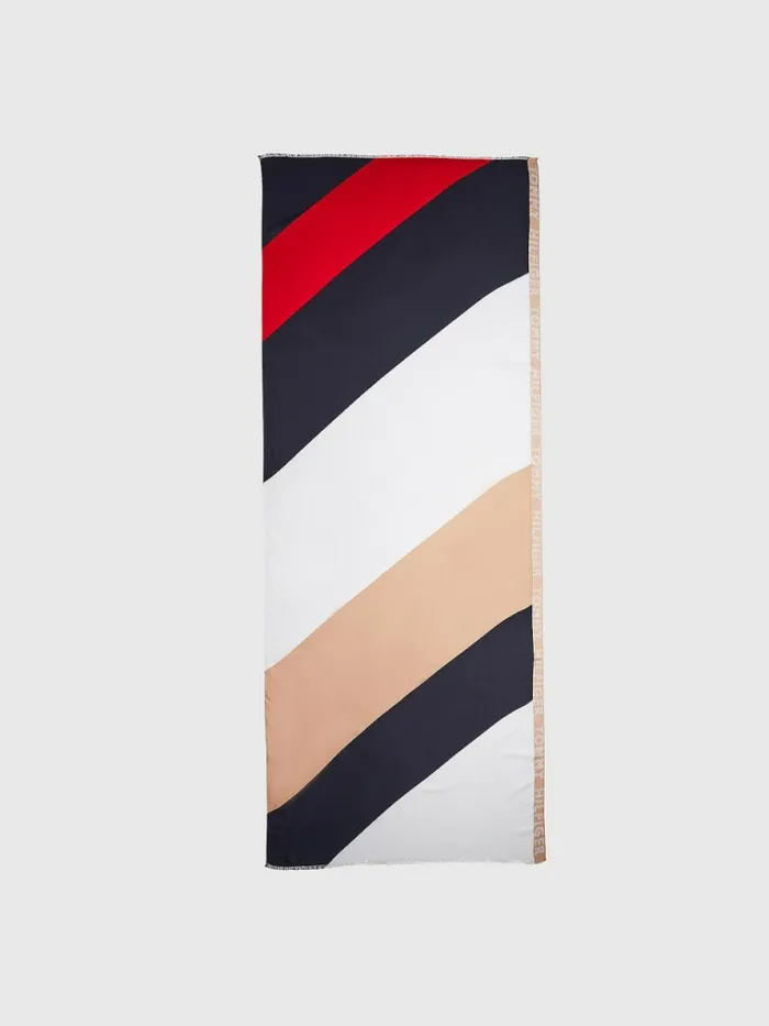 Tommy Hilfiger Iconic Stripe Scarf Neutral Mix Womens Hats and Scarves Gift for Friend