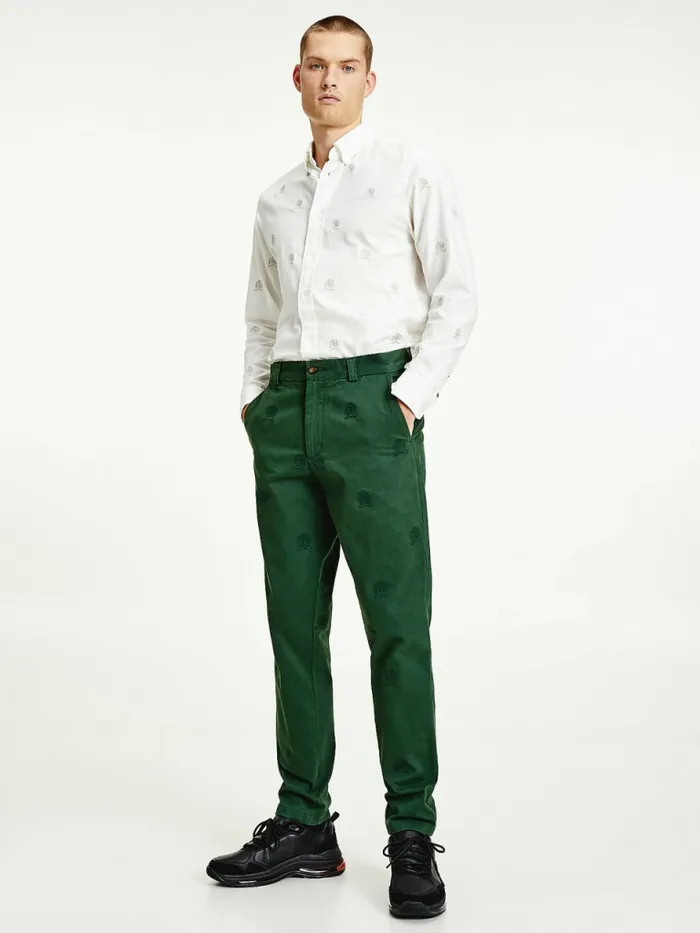Tommy Hilfiger Icons Crest Embroidery Relaxed Fit Trousers National Forest Mens Trousers Tommy Hilfiger Icons Crest Embroidery Relaxed Fit Trousers National Forest Mens Trousers