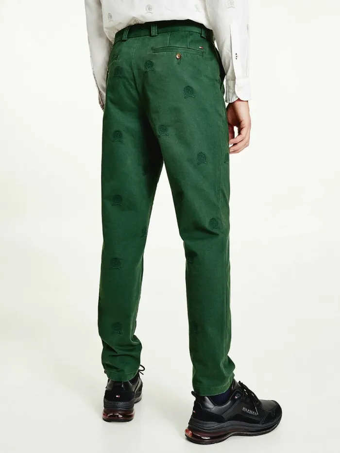Tommy Hilfiger Icons Crest Embroidery Relaxed Fit Trousers National Forest Mens Trousers