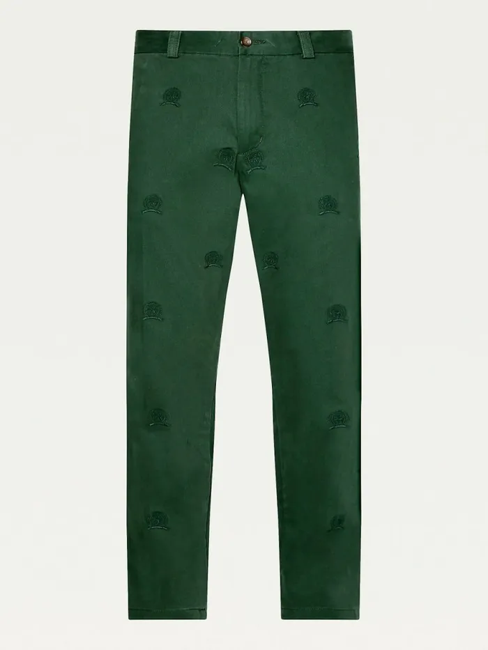 Tommy Hilfiger Icons Crest Embroidery Relaxed Fit Trousers National Forest Mens Trousers