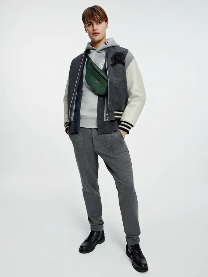 Tommy Hilfiger Icons Crest Wool Relaxed Bomber Jacket Dark Grey Heather Mens Coats and Jackets On Sale Tommy Hilfiger Icons Crest Wool Relaxed Bomber Jacket Dark Grey Heather Mens Coats and Jackets On Sale