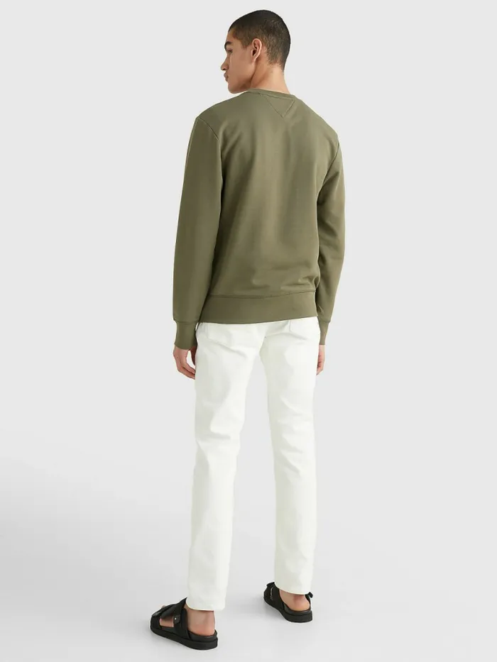 Tommy Hilfiger Icons Logo Crew Neck Sweatshirt Army Green Mens Sweatshirts and Hoodies Cheap On Sale