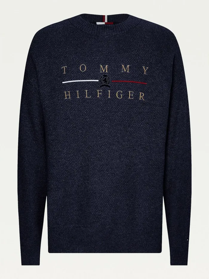 Tommy Hilfiger Icons Oversized Structured Jumper Desert Sky Mens Knitwear Online