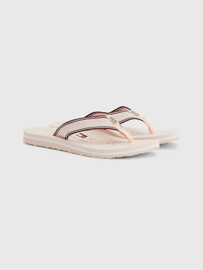 Tommy Hilfiger Interlock Monogram FlipFlops Pink Dust Womens Boots Fashion
