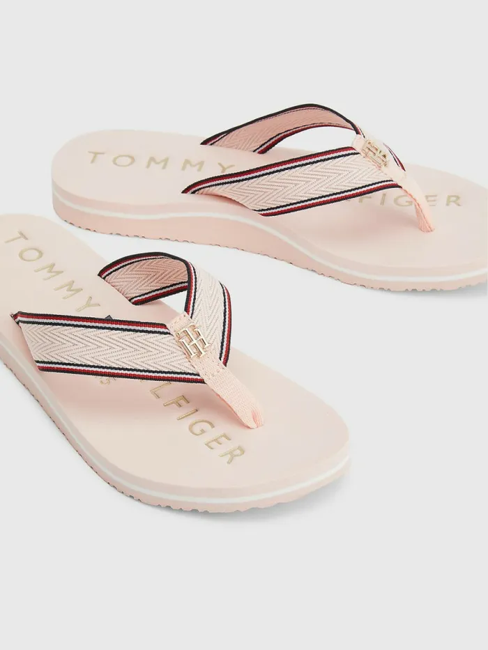 Tommy Hilfiger Interlock Monogram FlipFlops Pink Dust Womens Boots Fashion