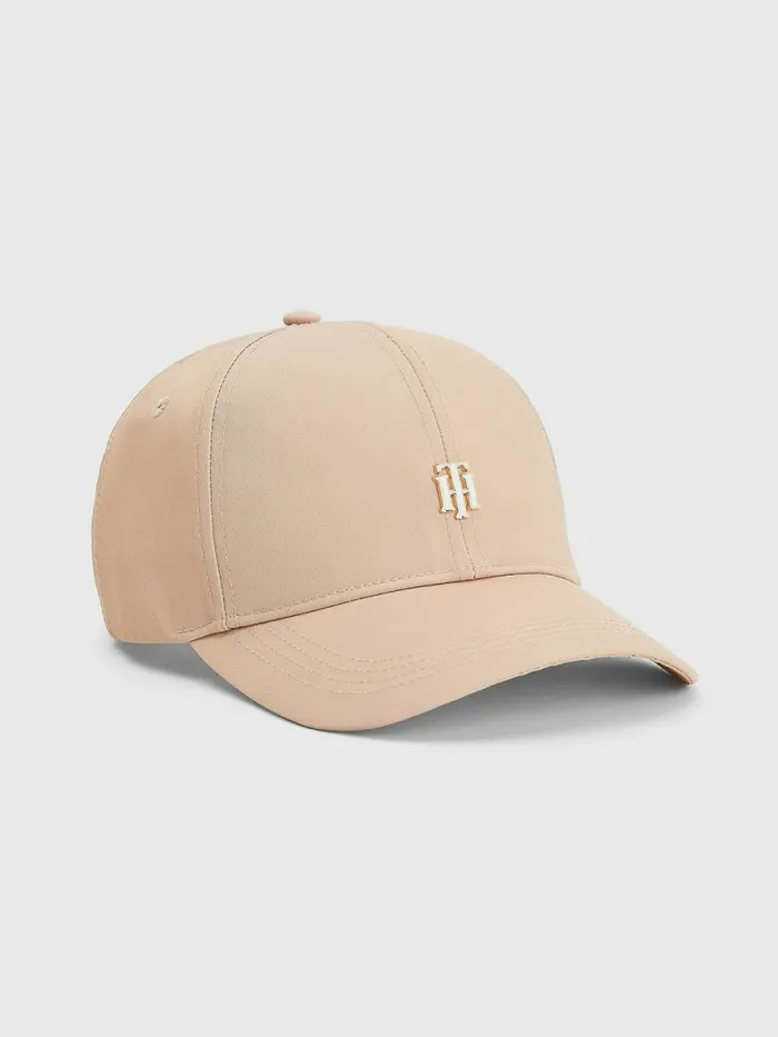 Tommy Hilfiger Interlock Plaque Cap Beige Womens Hats and Scarves Gift 4 You
