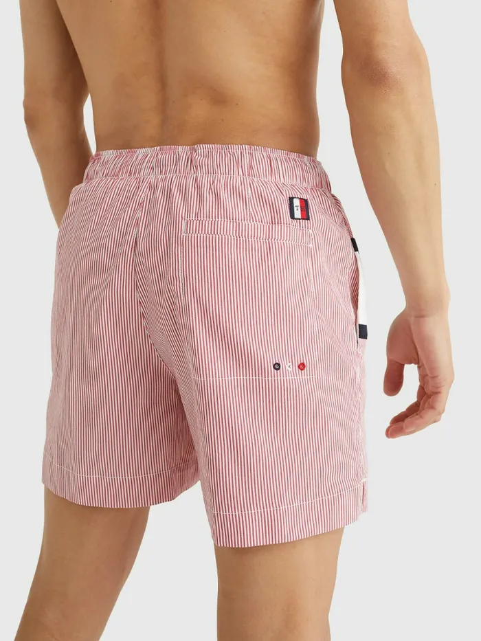 Tommy Hilfiger Ithaca Stripe ColourBlocked Mid Length Shorts Hilfiger Red Stripe Mens Swimwear On Sale