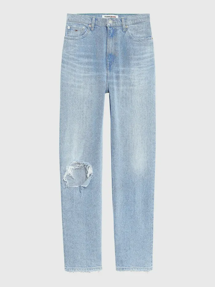 Tommy Hilfiger Julie Ultra High Rise Straight Distressed Jeans Denim Light Womens Jeans Gift Ideas