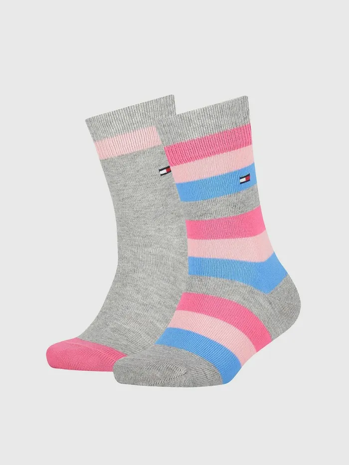 Tommy Hilfiger Kids8217 2Pack Stripe Socks PinkGrey Womens Socks and Hosiery Gift 4 You