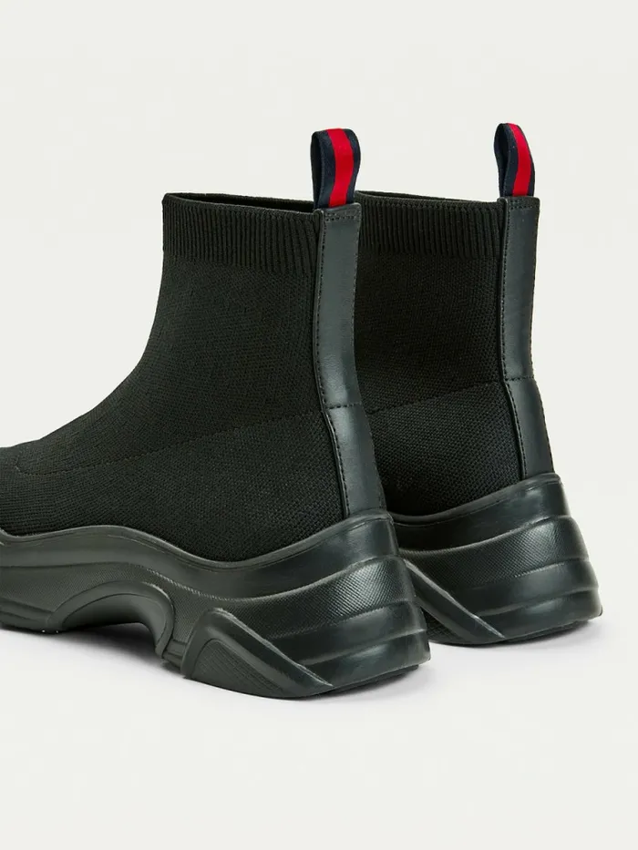 Tommy Hilfiger Knitted Hybrid Boot Black Womens Boots Gift Ideas