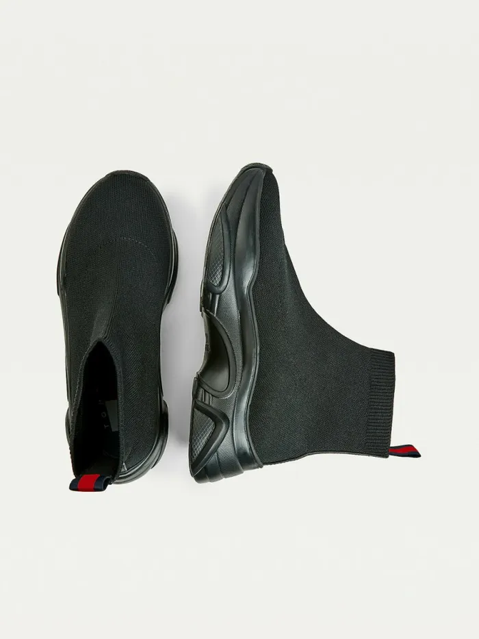 Tommy Hilfiger Knitted Hybrid Boot Black Womens Boots Gift Ideas
