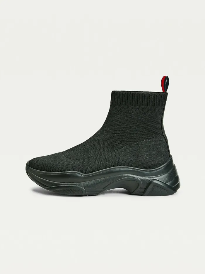 Tommy Hilfiger Knitted Hybrid Boot Black Womens Boots Gift Ideas