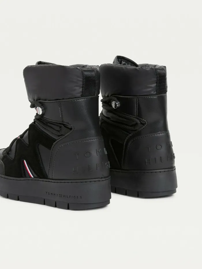 Tommy Hilfiger LaceUp Snow Boots Black Womens Boots Gift for Friend