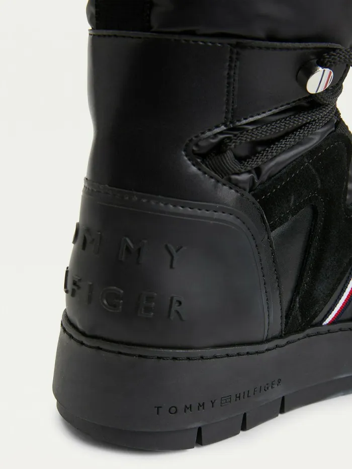 Tommy Hilfiger LaceUp Snow Boots Black Womens Boots Gift for Friend