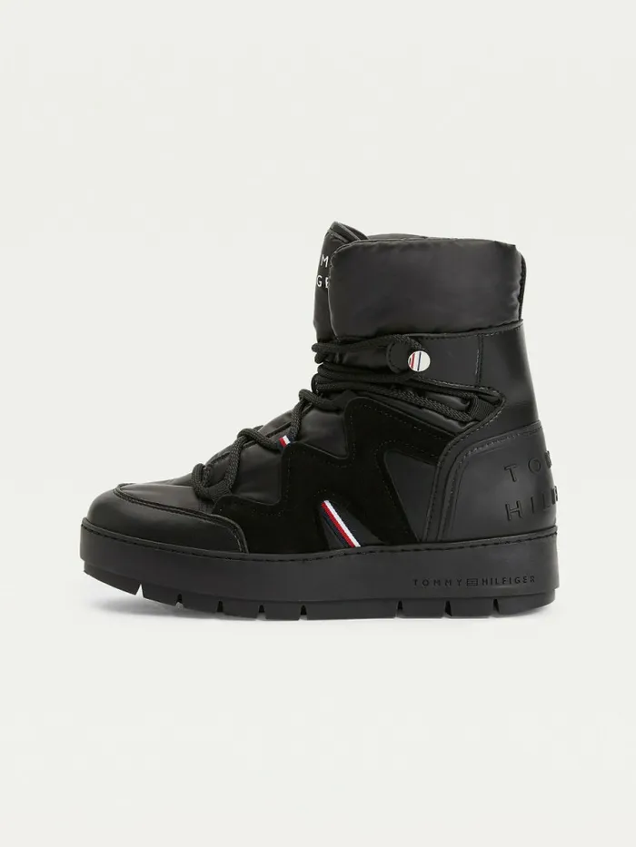 Tommy Hilfiger LaceUp Snow Boots Black Womens Boots Gift for Friend