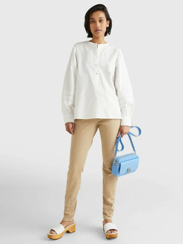 Tommy Hilfiger Ladder Lace Regular Fit Henley Blouse Th Optic White Womens Shirts and Blouses Gift 4 You