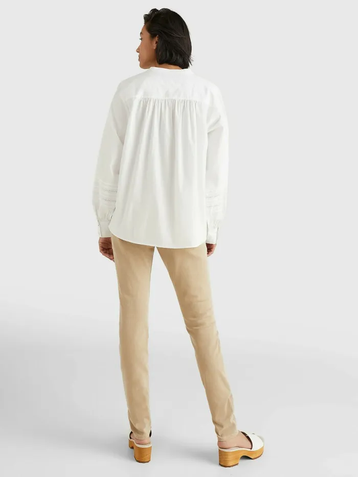 Tommy Hilfiger Ladder Lace Regular Fit Henley Blouse Th Optic White Womens Shirts and Blouses Gift 4 You
