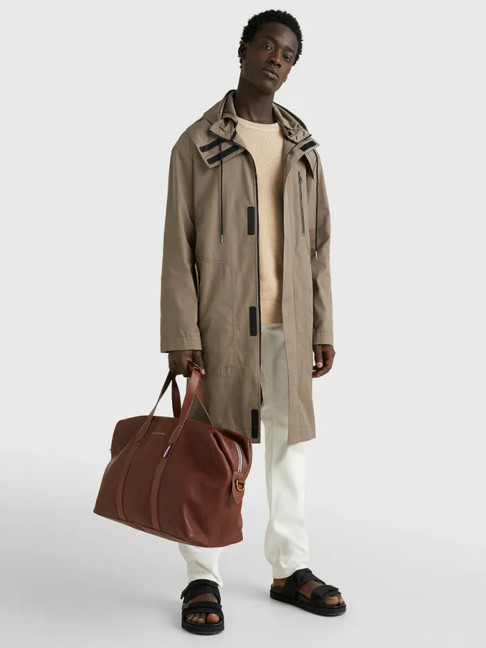 Tommy Hilfiger Lardini Gabardine Removable Hood Coat Beige Mens Coats and Jackets Gift Ideas