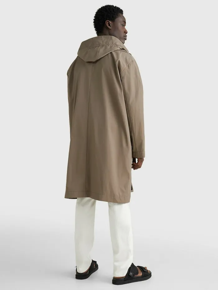 Tommy Hilfiger Lardini Gabardine Removable Hood Coat Beige Mens Coats and Jackets Gift Ideas