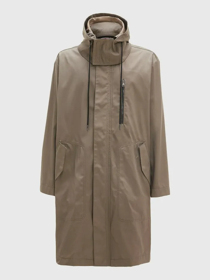 Tommy Hilfiger Lardini Gabardine Removable Hood Coat Beige Mens Coats and Jackets Gift Ideas