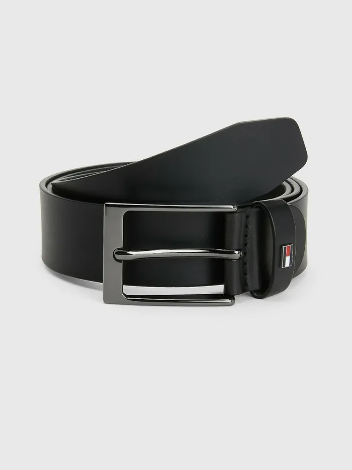 Tommy Hilfiger Layton Adjustable Organic Leather Belt Black Mens Belts Popular
