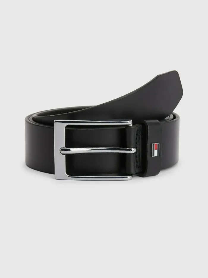 Tommy Hilfiger Layton Enamel Flag Leather Belt Black Mens Belts Gift for Friend Tommy Hilfiger Layton Enamel Flag Leather Belt Black Mens Belts Gift for Friend