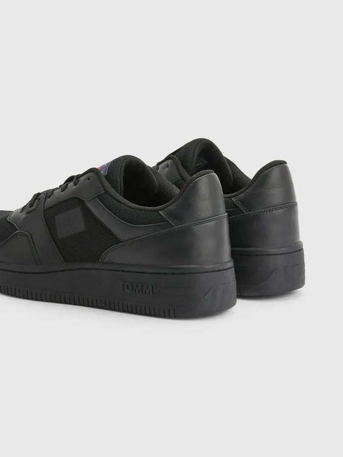 Tommy Hilfiger Leather Basket Trainers Black Mens Boots For Sale