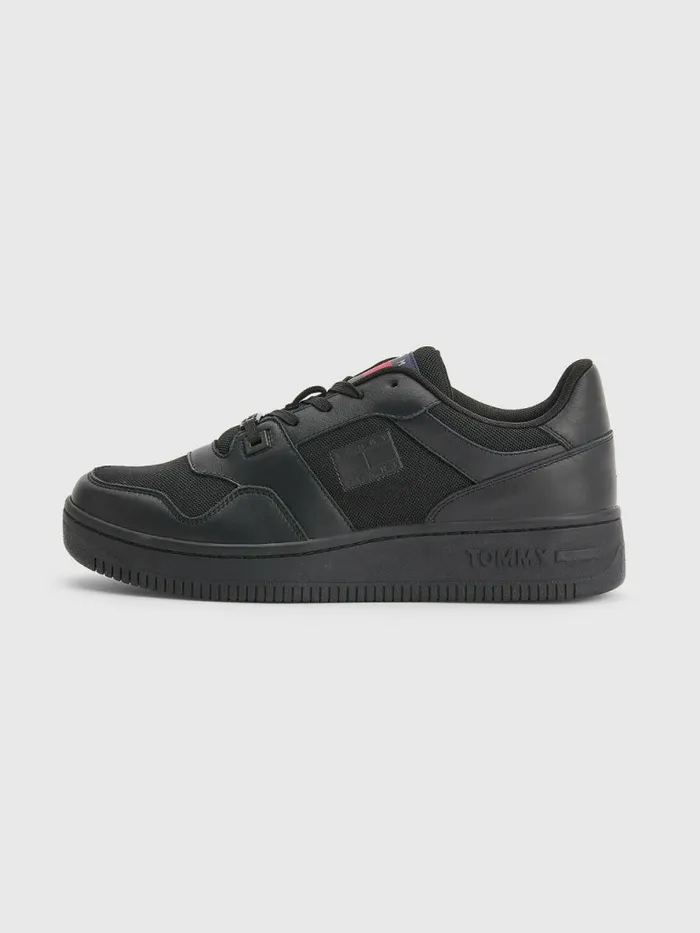 Tommy Hilfiger Leather Basket Trainers Black Mens Boots For Sale