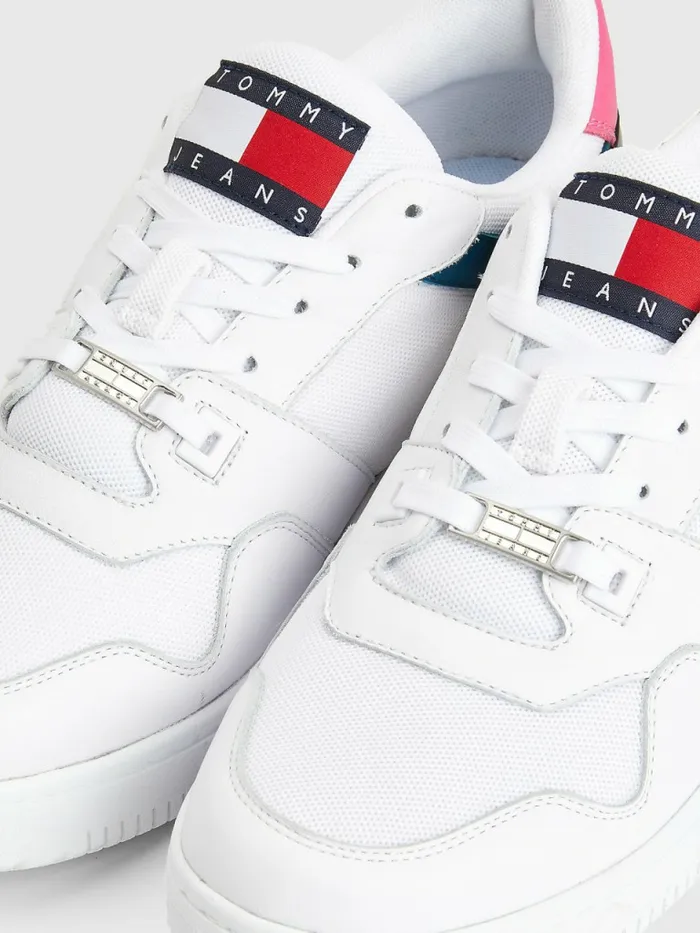 Tommy Hilfiger Leather Basketball Trainers Petrol Womens Boots Fashion