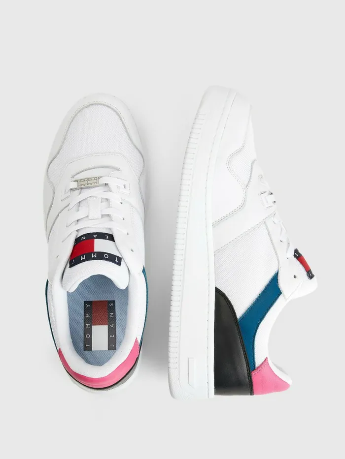 Tommy Hilfiger Leather Basketball Trainers Petrol Womens Boots Fashion