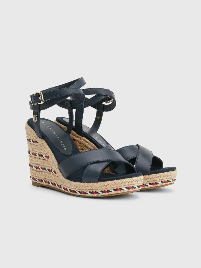 Tommy Hilfiger Leather High Heel Wedge Sandals Desert Sky Womens Sandals Sale Tommy Hilfiger Leather High Heel Wedge Sandals Desert Sky Womens Sandals Sale