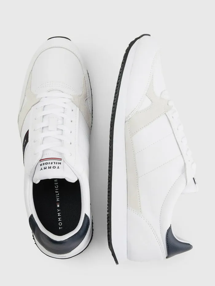 Tommy Hilfiger Leather Logo Runner Trainers White Mens Boots Near Me