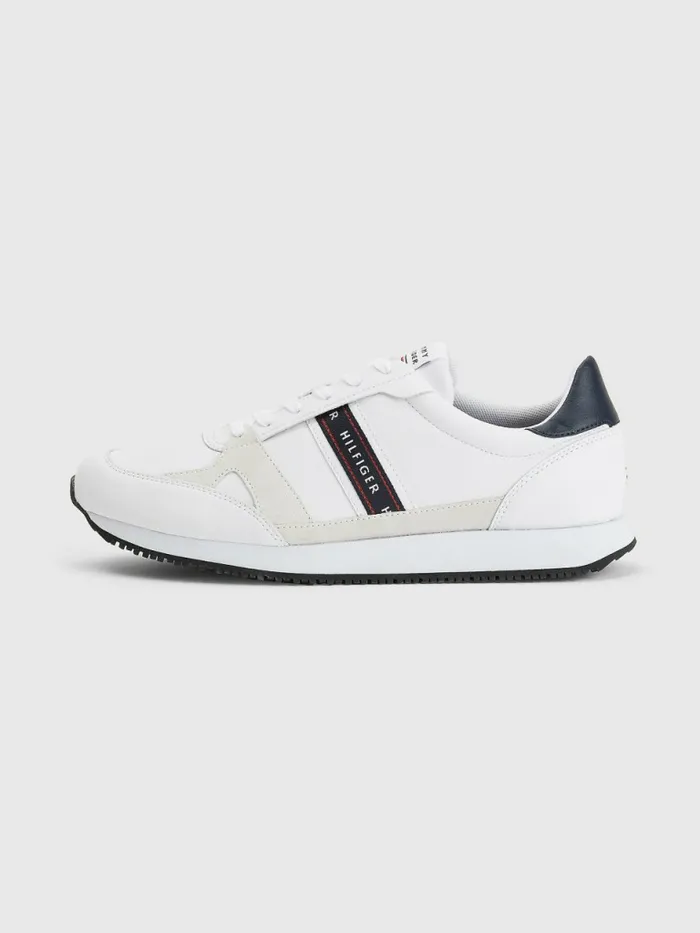Tommy Hilfiger Leather Logo Runner Trainers White Mens Boots Near Me