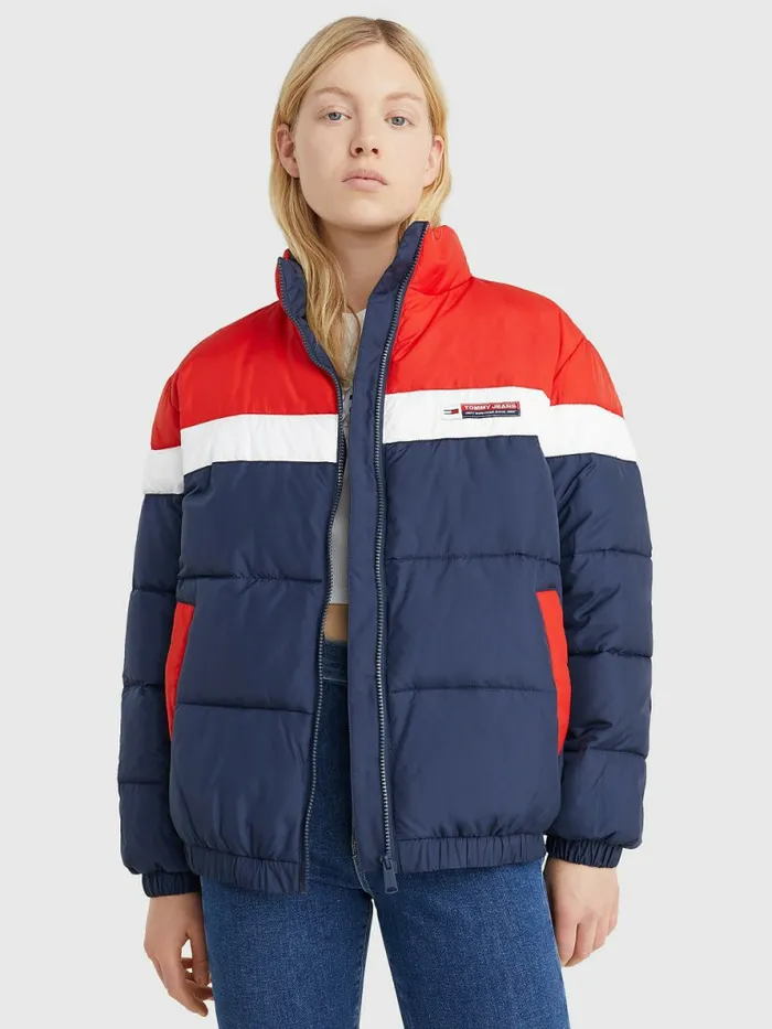 Tommy Hilfiger Lightweight ColourBlocked Puffer Jacket Twilight NavyMulti Womens Coats and Jackets Casaul Tommy Hilfiger Lightweight ColourBlocked Puffer Jacket Twilight NavyMulti Womens Coats and Jackets Casaul