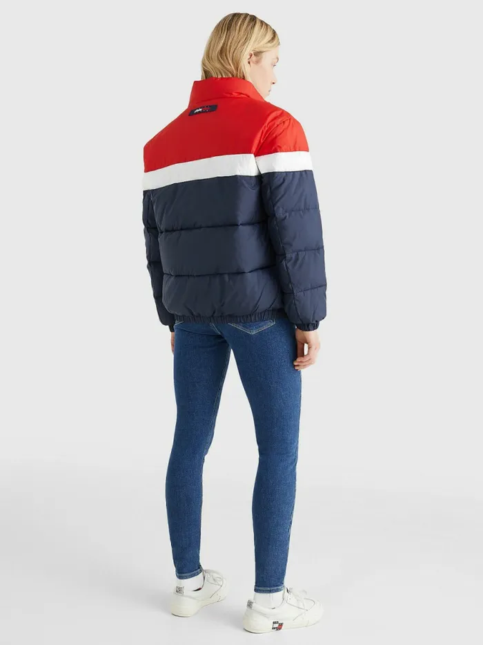 Tommy Hilfiger Lightweight ColourBlocked Puffer Jacket Twilight NavyMulti Womens Coats and Jackets Casaul