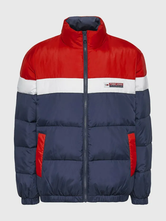 Tommy Hilfiger Lightweight ColourBlocked Puffer Jacket Twilight NavyMulti Womens Coats and Jackets Casaul