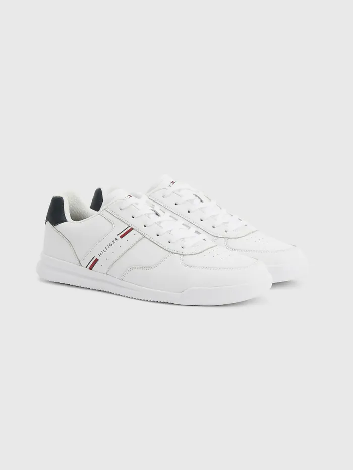 Tommy Hilfiger Lightweight Cupsole Leather Trainers White Mens Boots Fashion