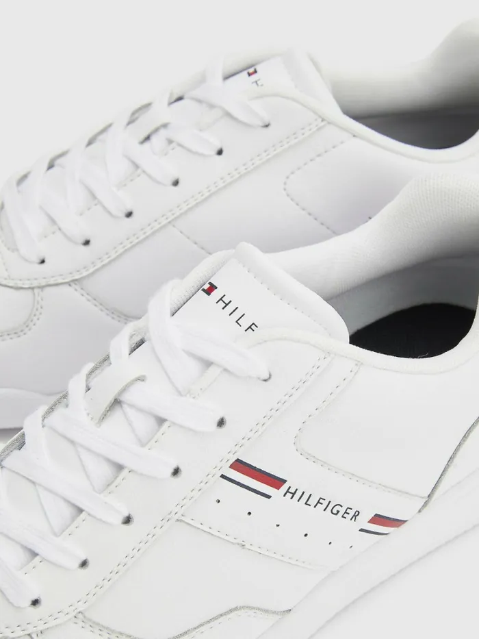Tommy Hilfiger Lightweight Cupsole Leather Trainers White Mens Boots Fashion