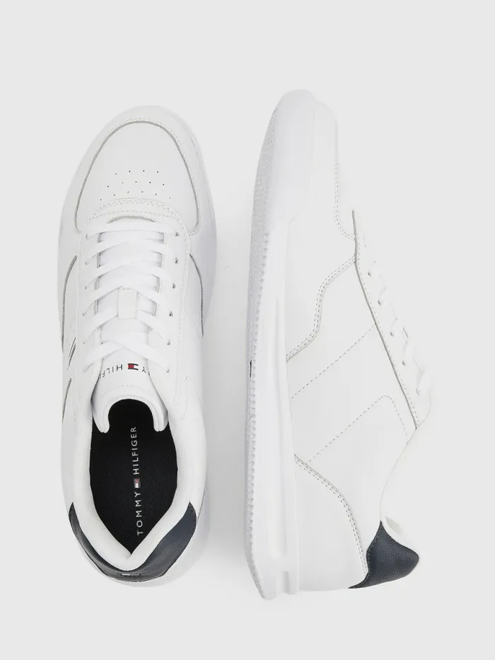 Tommy Hilfiger Lightweight Cupsole Leather Trainers White Mens Boots Fashion