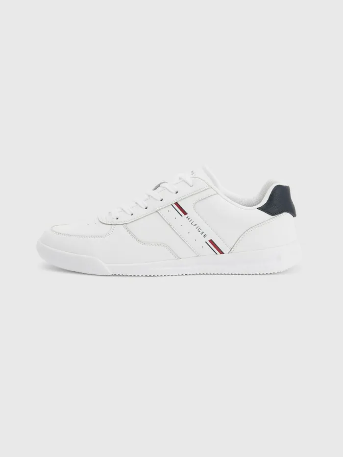 Tommy Hilfiger Lightweight Cupsole Leather Trainers White Mens Boots Fashion