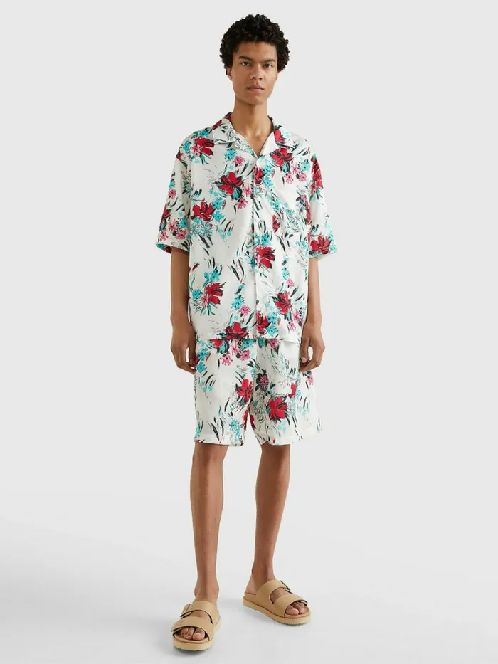 Tommy Hilfiger Lightweight Print Short Sleeve Shirt Multi Mens Shirts On Sale