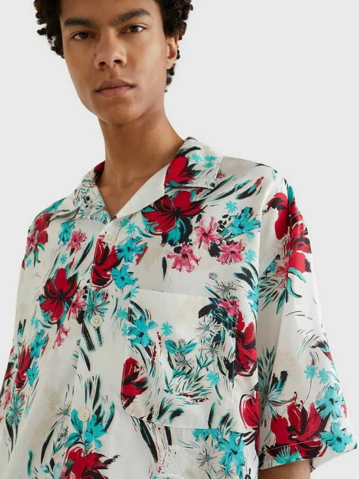 Tommy Hilfiger Lightweight Print Short Sleeve Shirt Multi Mens Shirts On Sale