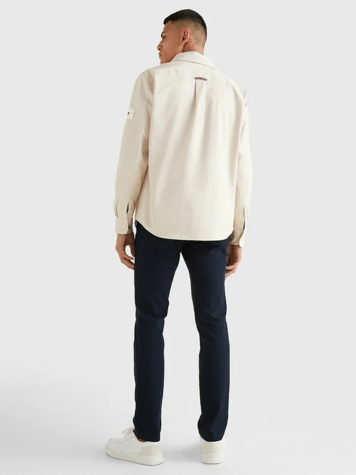 Tommy Hilfiger Lightweight Twill Overshirt Feather White Mens Shirts For Sale