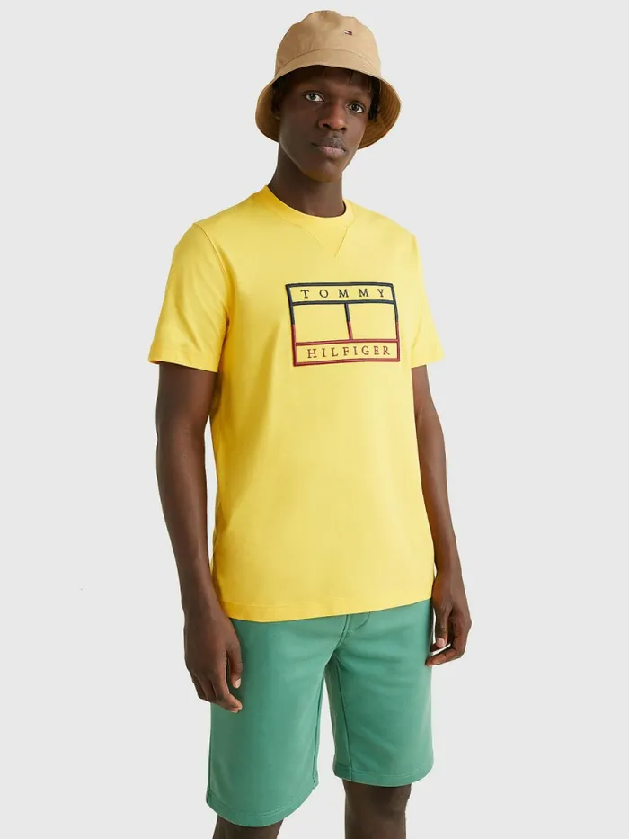 Tommy Hilfiger Linear Flag Embroidery TShirt Warm Yellow Mens TShirts Near Me Tommy Hilfiger Linear Flag Embroidery TShirt Warm Yellow Mens TShirts Near Me