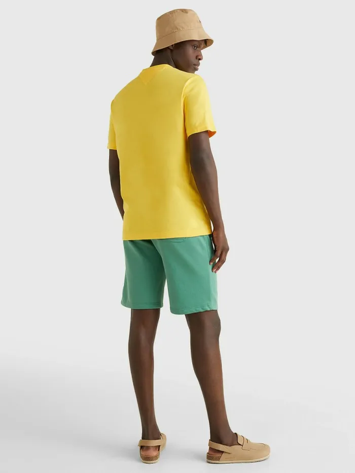 Tommy Hilfiger Linear Flag Embroidery TShirt Warm Yellow Mens TShirts Near Me
