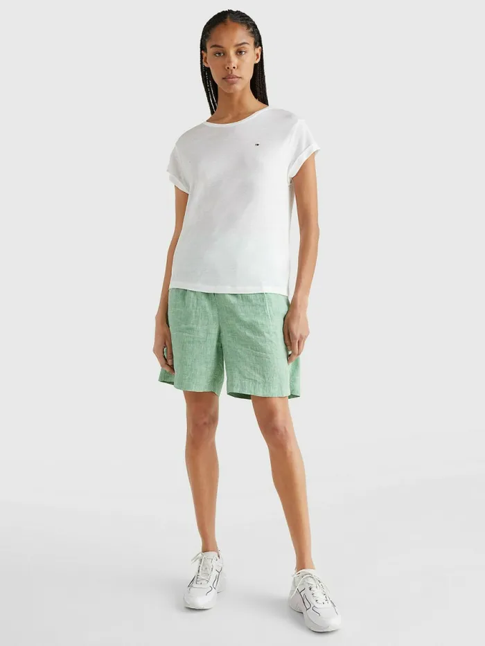 Tommy Hilfiger Linen Blend Oversized TShirt White Womens TShirts Fashion