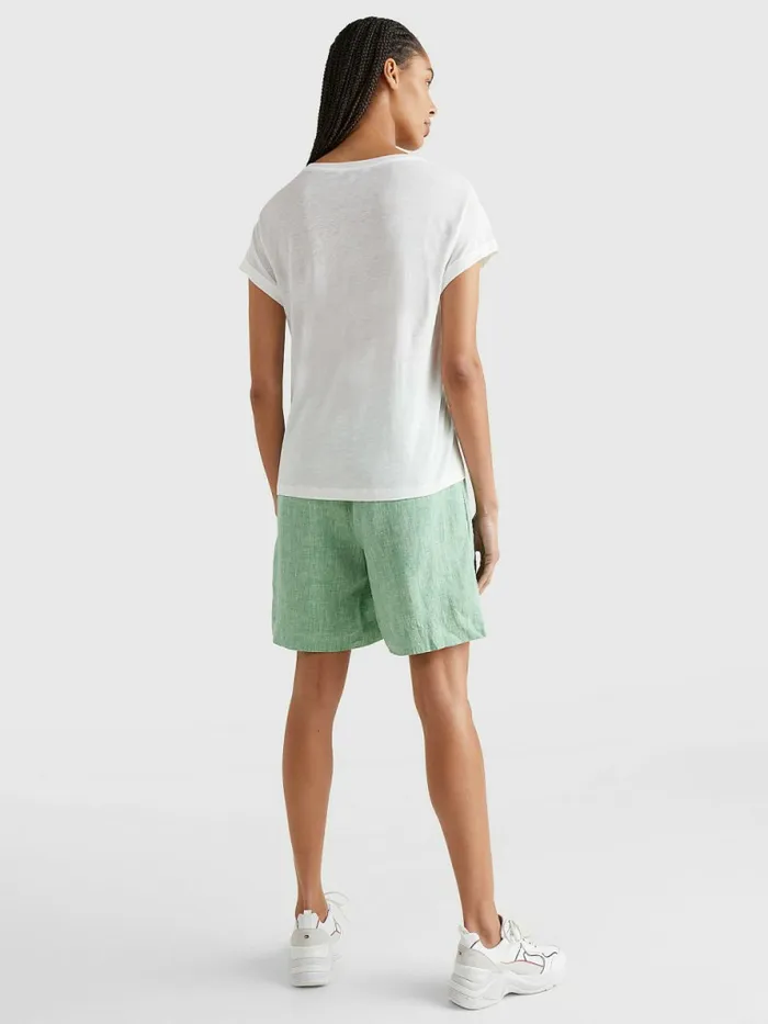 Tommy Hilfiger Linen Blend Oversized TShirt White Womens TShirts Fashion