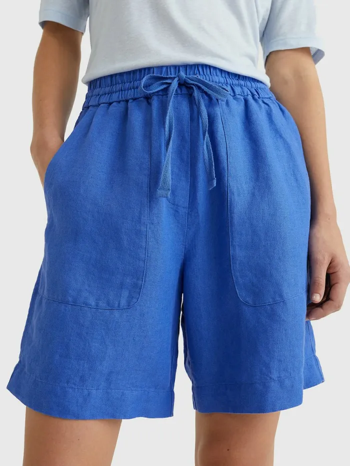 Tommy Hilfiger Linen Relaxed Fit Short Verona Blue Womens Shorts Gift 4 You