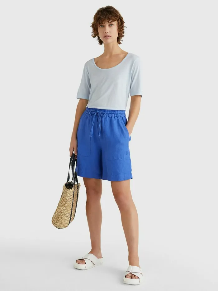 Tommy Hilfiger Linen Relaxed Fit Short Verona Blue Womens Shorts Gift 4 You