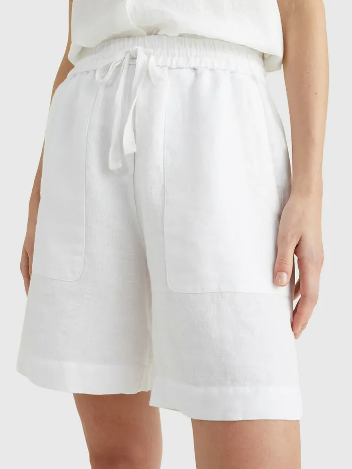 Tommy Hilfiger Linen Relaxed Fit Short White Womens Shorts Gift 4 You